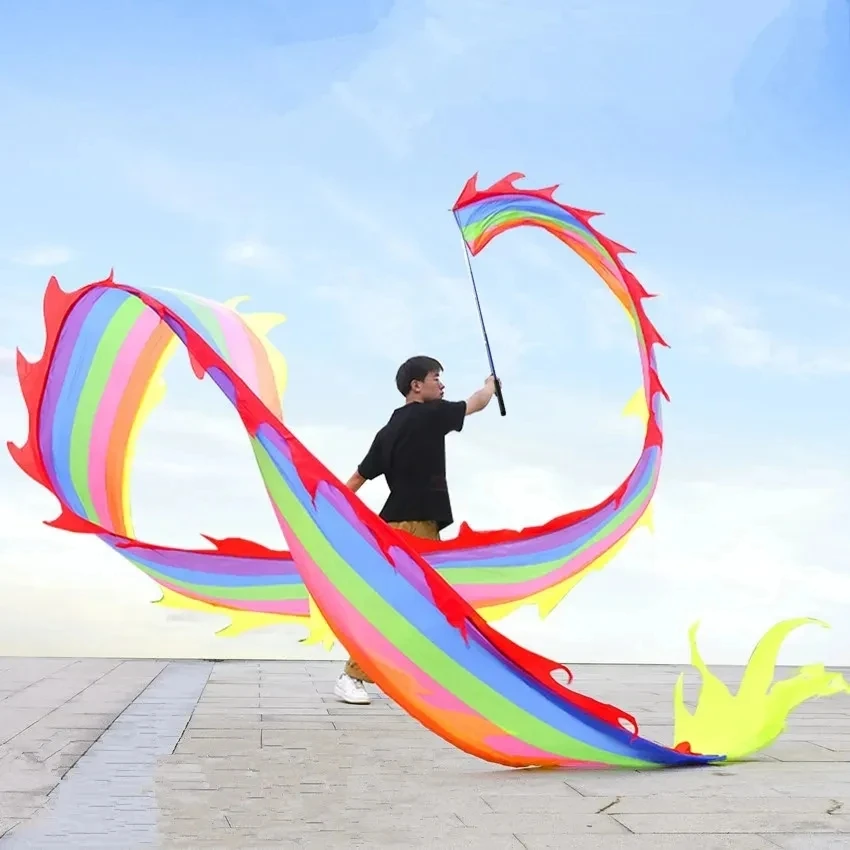 200 Styles Chinese Dragon Silk Ribbon Dance With Rod Stick Pole Adult Kids Toys Festival Performance Workout Props