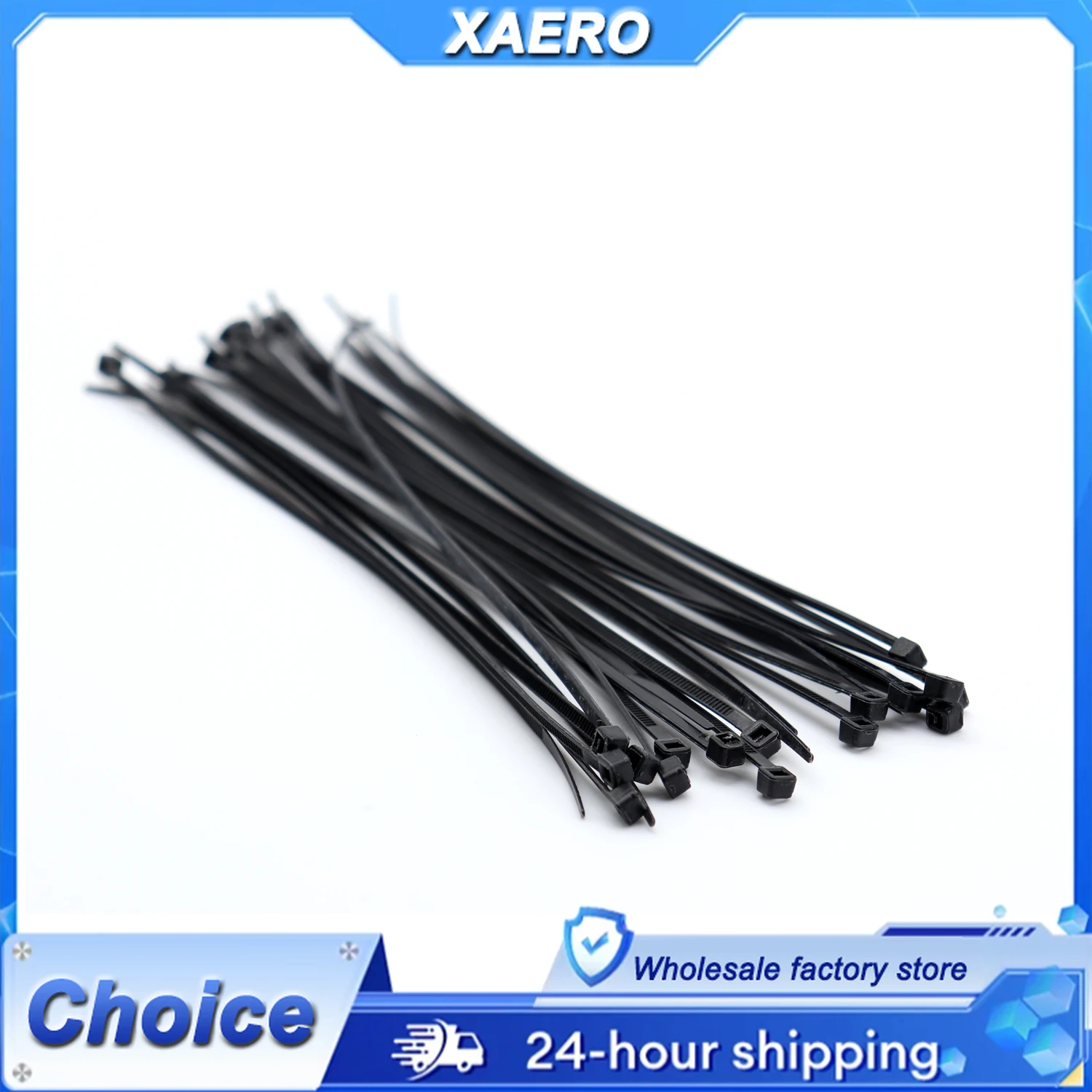 XAERO 15PCS Nylon Cable Ties 4x200mm - 8 Inch Black Zip Ties, Heavy Duty Bundling for Home Office Car Wiring