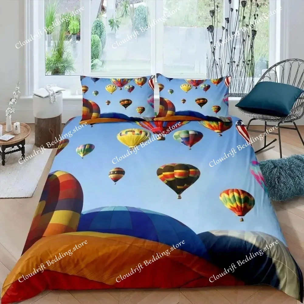 

Hot Air Balloon Comforter Cover Set Vintage Bedspread Cover for Kids Landscape Quilt Cover Microfiber Polyester Bedding Set 3pcs