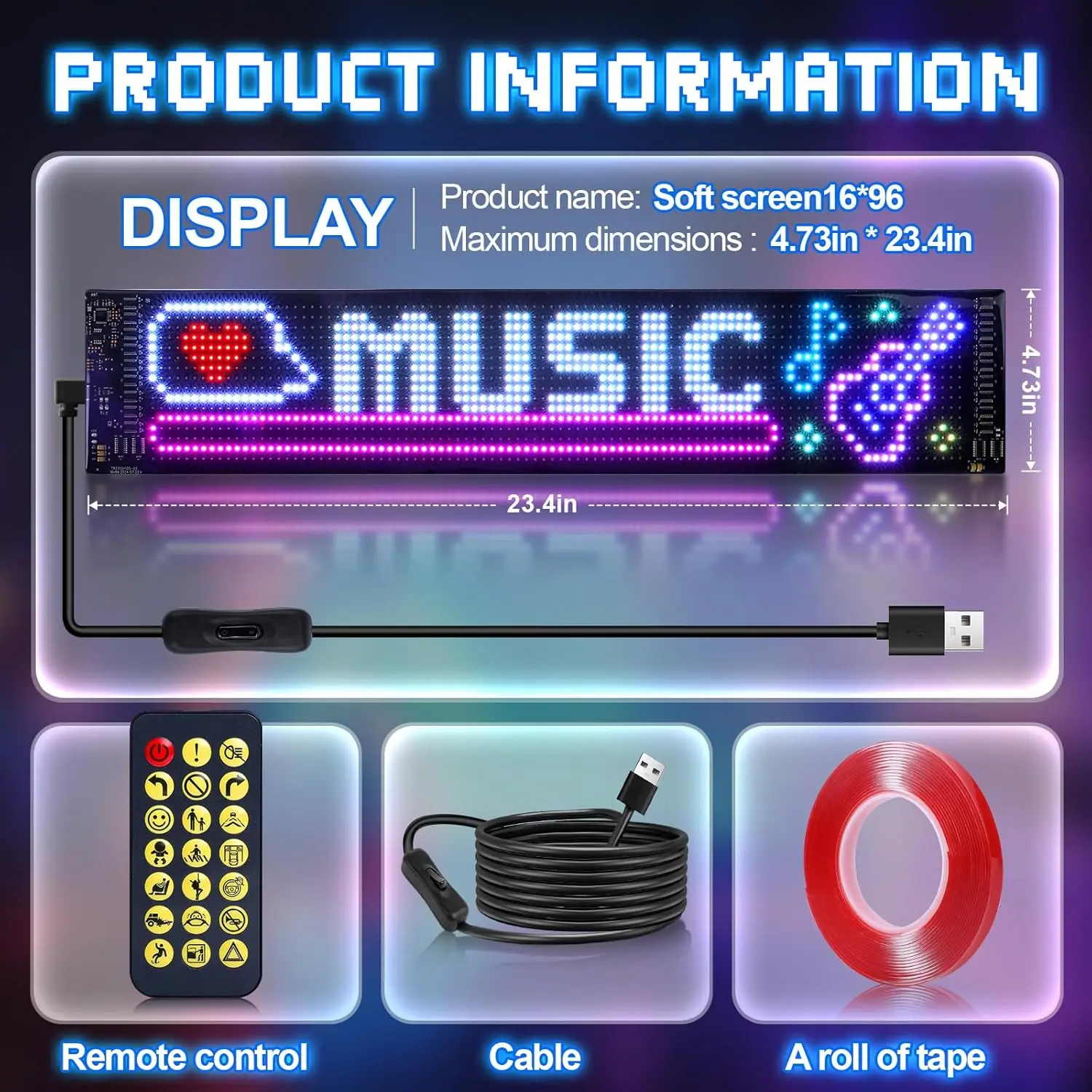 علامة LED قابلة للبرمجة LED مصفوفة بكسل لوحة عرض شاشة مرنة RGB سيارة التمرير النص الرسوم المتحركة متجر تذكير الضوء