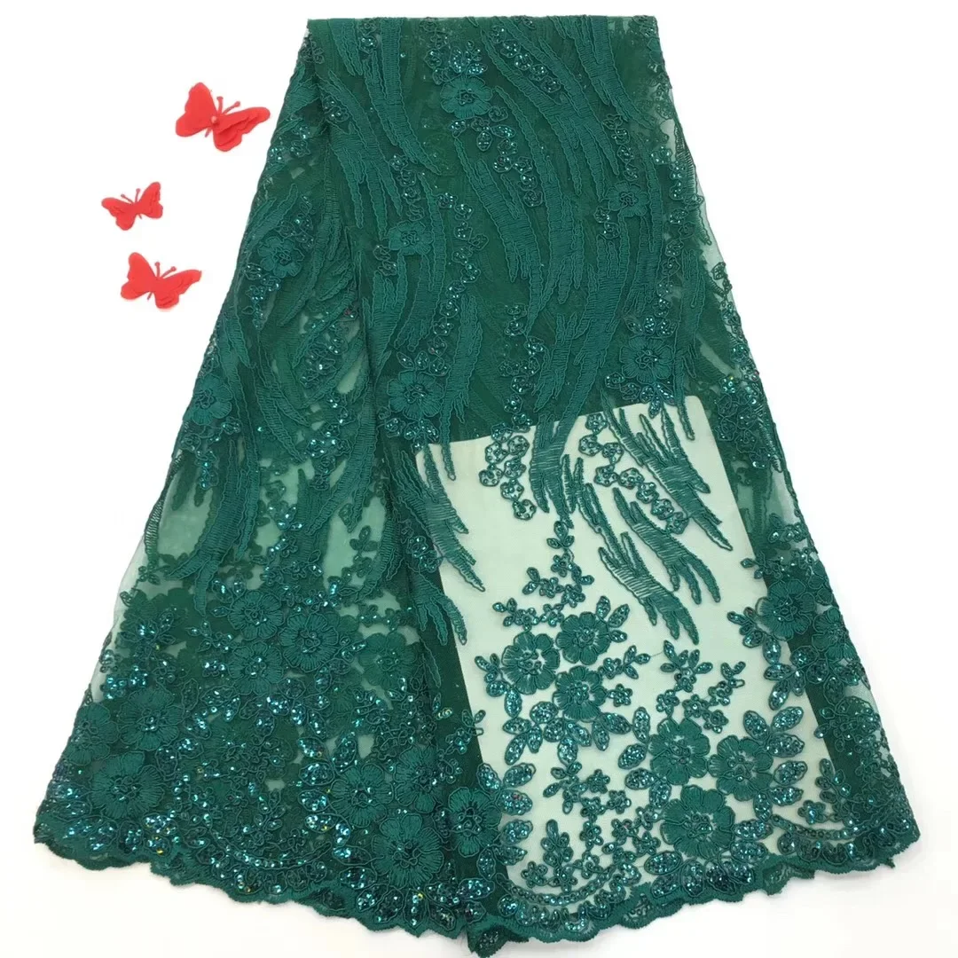 

French Lace Fabrics Green Purple White Blue High Quality African Net Lace Fabrics Nigeria Tulle Mesh Wedding Dress RF19