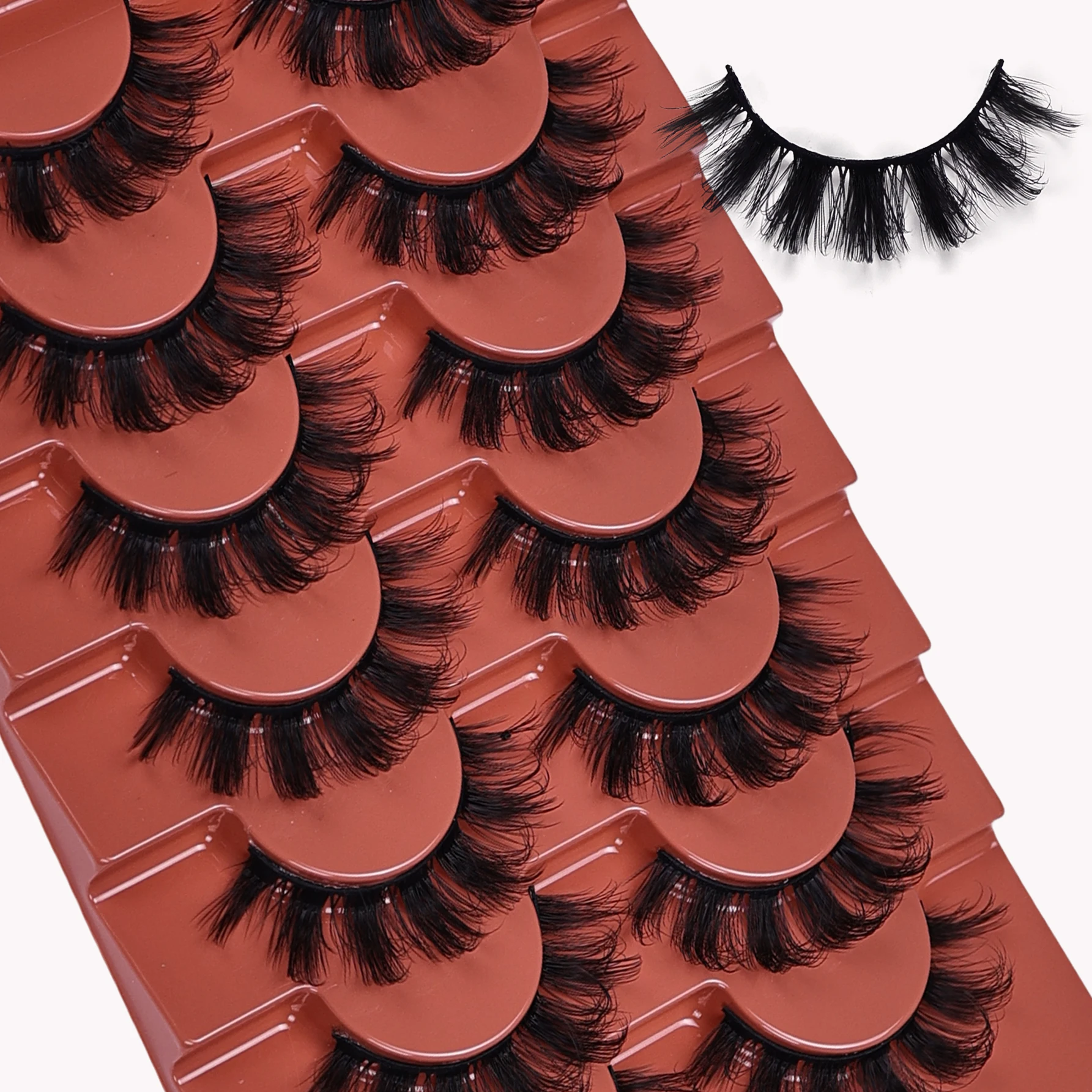 7 ペア 3D ふわふわつけまつげドラマチックなつけまつげ乱雑なつけまつげふわふわ厚いまつげ