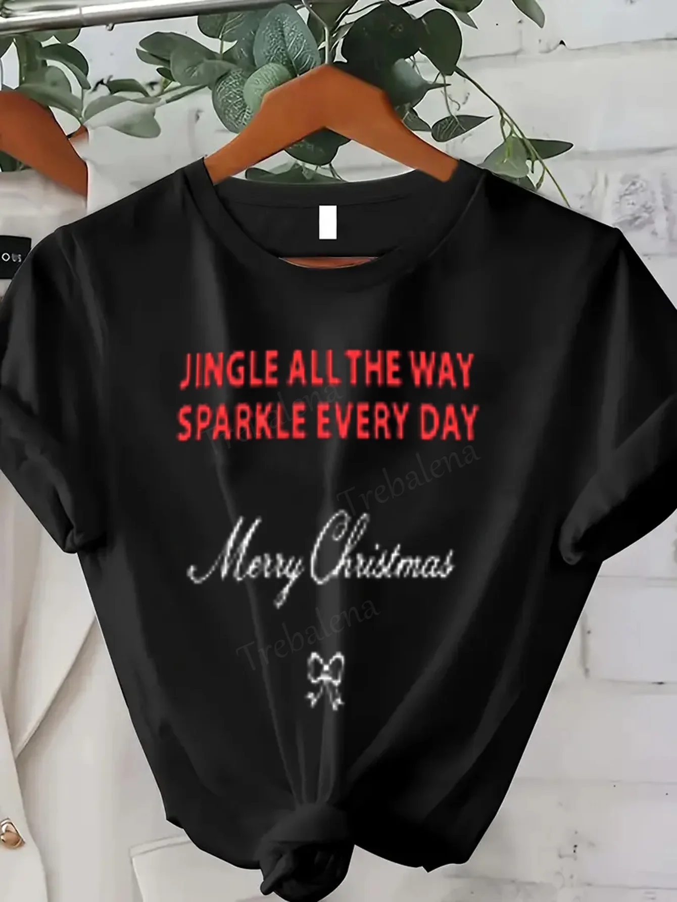 Women T-shirt Jingle All Way Sparkle Daily Merry Christmas Tee