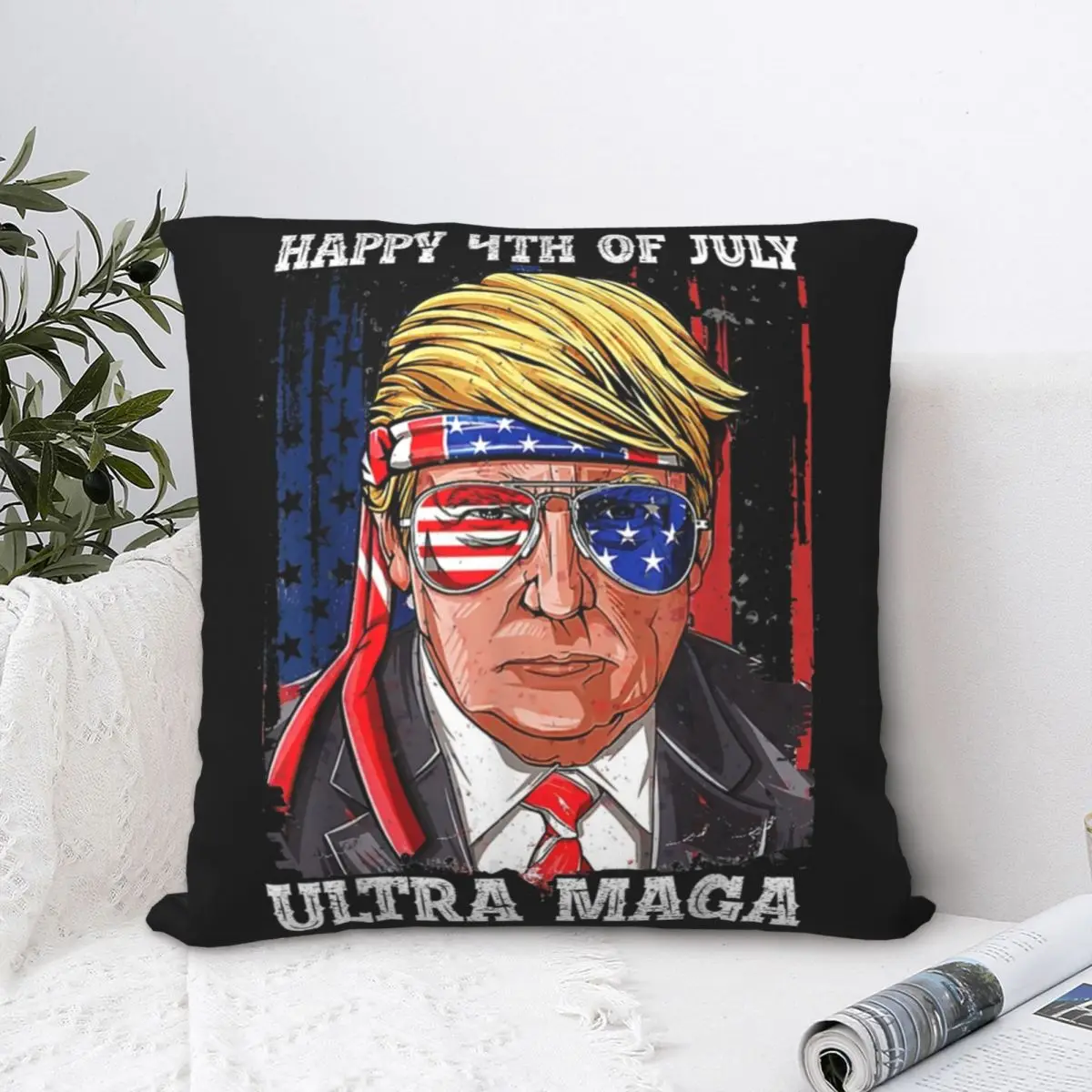 Funny Trump Happy 4th Of July Ultra Maga Pillow Covers Room Make America Great Again Cushion Case Cute Decor Throw Pillow Case