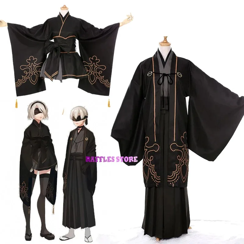 az15Nier Automata Yorha 2B 9S Costume Women Men Anime Cosplay Clothes Kimono Holloween Party Cool Black Uniforms DOUJIN