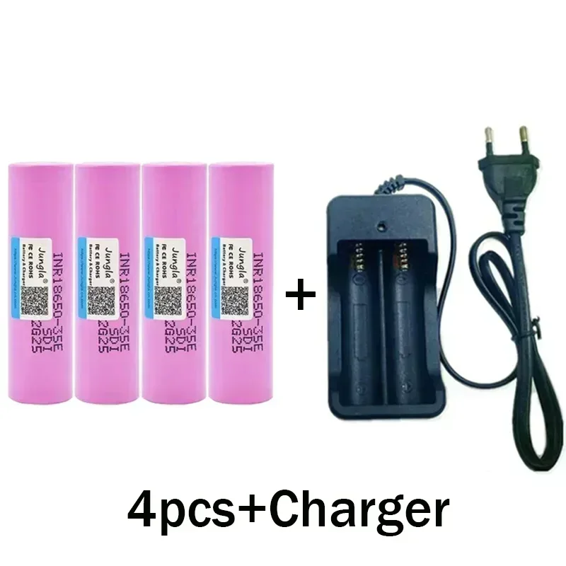 18650 Battery 2024 Latest Bestseller 35E Lithium ion 3.7V 3500mAh+Charger Rechargeable Battery Suitable for Screwdriver Monitor