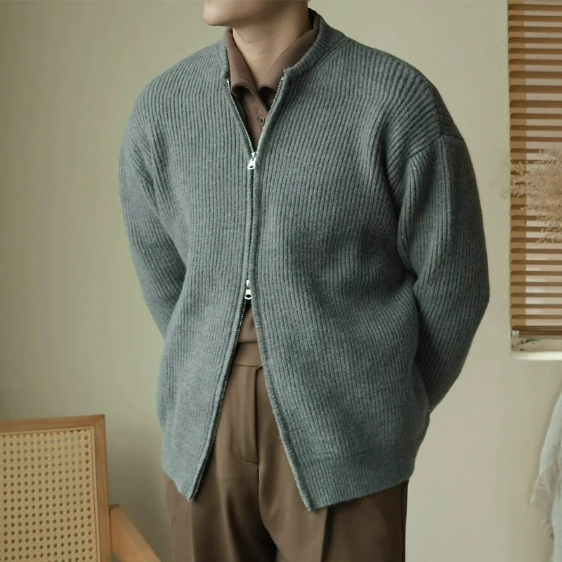 

Autumn and winter old money wind warm thick casual zipper loose sweater clip