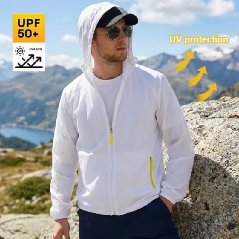

Men Lightweight Breathable Hooded Windbreaker Multi-Color Outdoor Summer Skin Coats Fishing Shirt UPF50+ Sun Protection Jacket