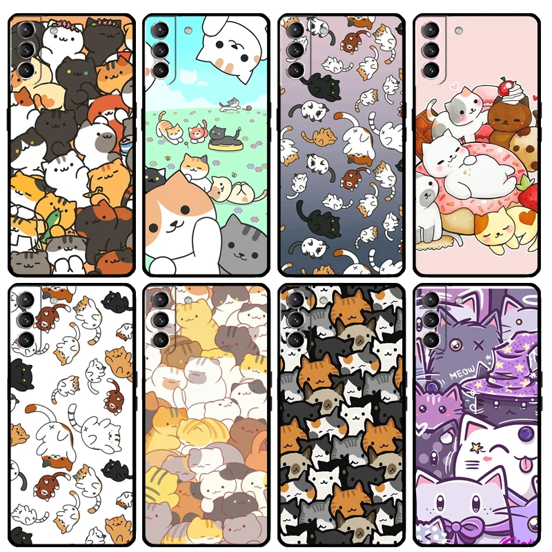 Neko Atsume Case For Samsung Galaxy S9 S10 Plus S20 S21 FE S22 S23 Ultra Note 10 20 Ultra Phone Cover