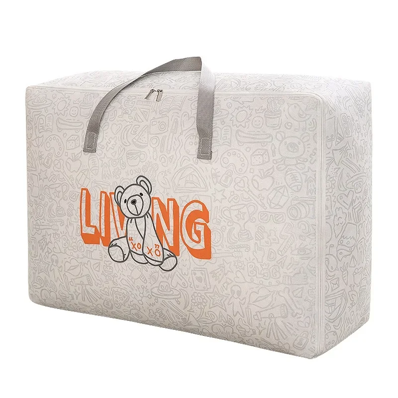 1pc Bear Pattern Clothing and Quilt Storage Bag Non-woven Fabric Thickened Bedroom Storage Travel Moving Bag image 5
