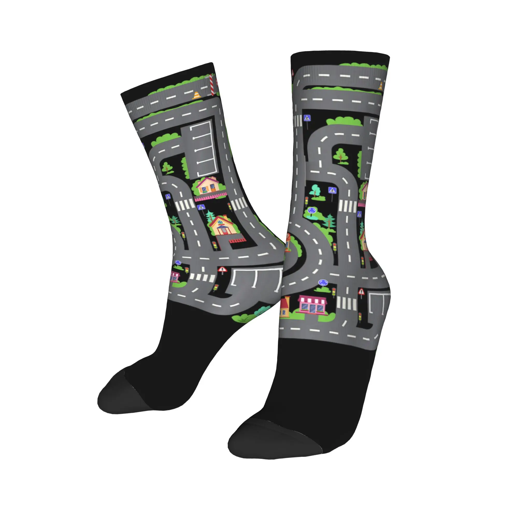 Tired Dads Club Car Race Track On Dad Socks Men's Women's Polyester Funny Happy  Socks Harajuku Spring Summer Autumn Winter Sock