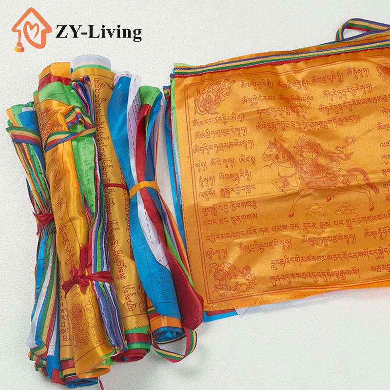 10 Sheets Religious Flags Tibetan Buddhist Supplies Color Print Prayer Flag Tibet Banner Garden Flags