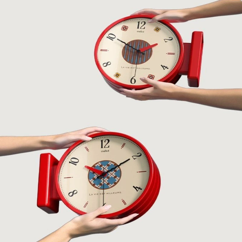 Living Room Clocks Wall Double-sided Clock Decoration Wall Art Corner Clock Internet Hanging Celebrity Gift Creative Ornament