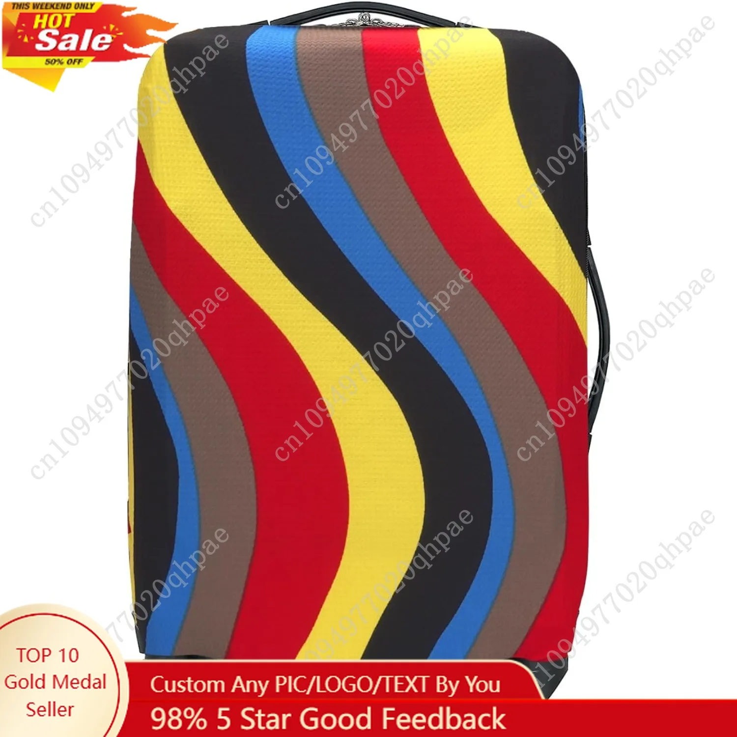 

Travel Luggage Cover Suitcase Protector - Elastic Washable Protective Cover for Suitcase, Colorful Wave Pattern, Size S