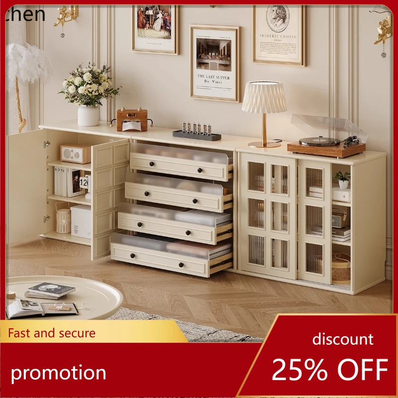 

HXL Cream Style Solid Wood Living Room Modular TV Cabinet Storage Grid Cabinet