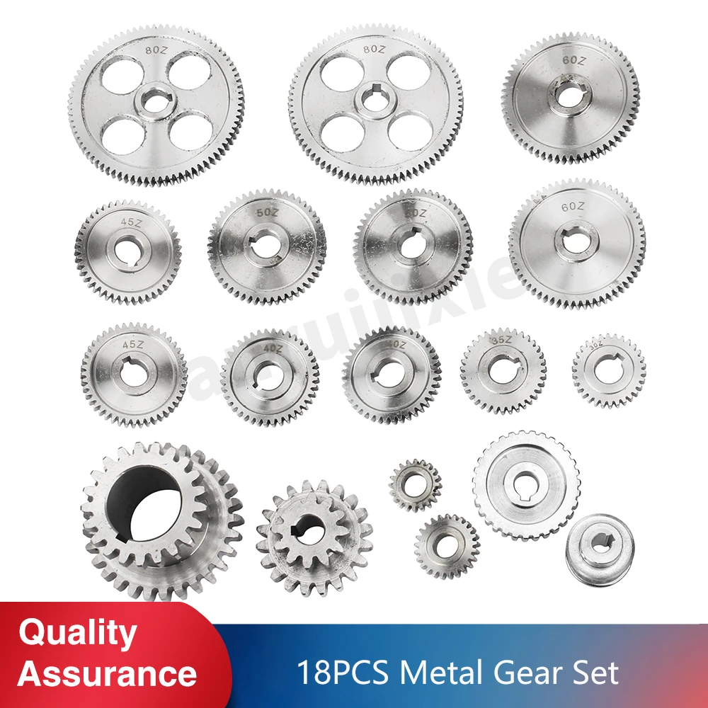 18pcs CJ0618 Mini Lathe Metal Gears/Synchronous Wheel/Feed Gear/Duplex Gear/Metric Exchange Gears Set