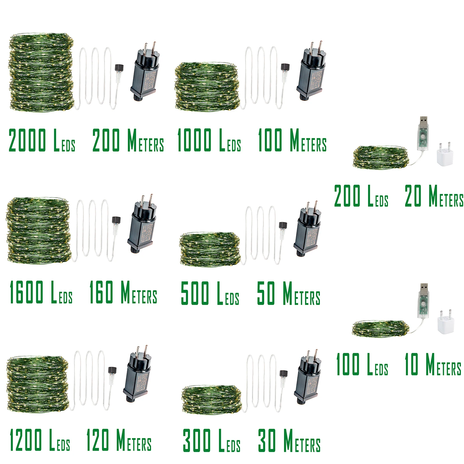 Pop 200M 2000LED Green Wire Fairy String Light Garland With Waterproof For Christmas Outdoor Wedding Garden Patio Room Decoratio