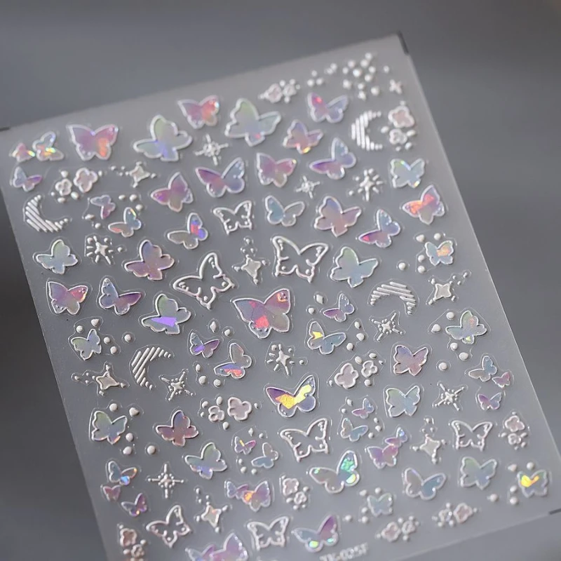 

Aesthetic Shell Luster Butterfly Relief Stickers Fairy-like Ladies' Nail Art Decal DIY Dreamy 3D Decor for Phone Case CCD Tablet