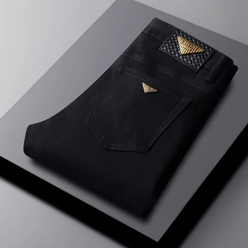 남성용 하이엔드 청바지, 스트레이트 캐주얼 스트레치 라이트 럭셔리 트렌드, 올 매치 슬림핏 비즈니스 긴 바지, 가을 및 겨울 신상 