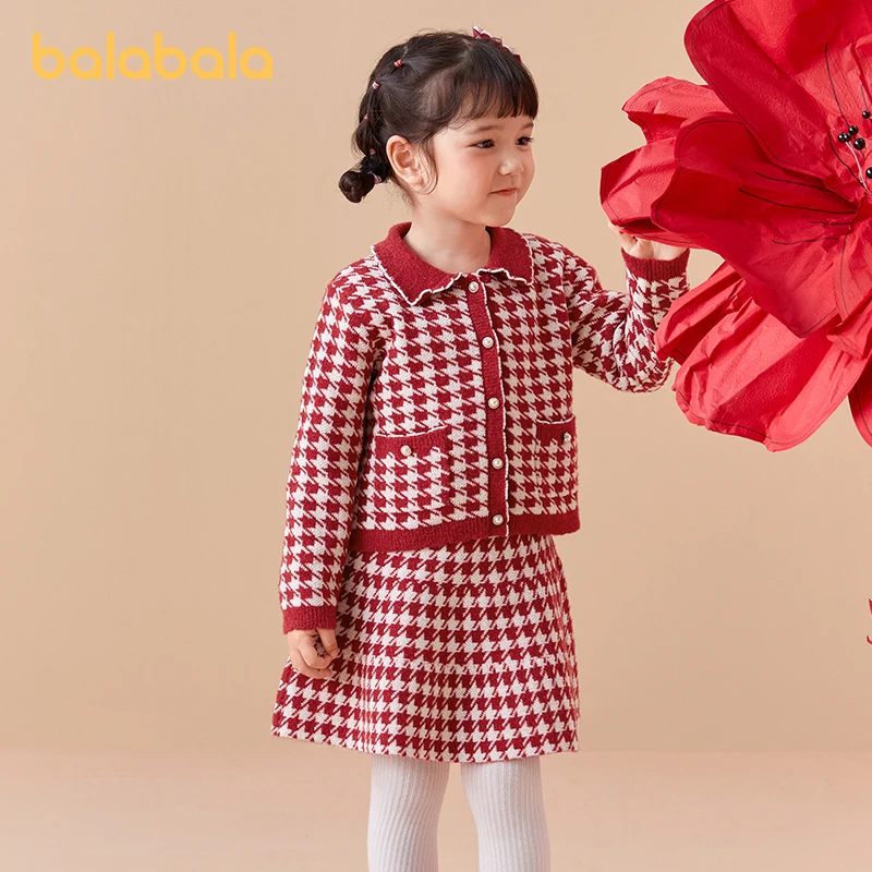 

Balabala Toddler Girl Long Sleeve Suit 2024 Spring New Fragrance Two-Piece Set