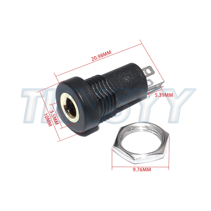 5PCS 3.5MM Audio Jack Socket Stereo 3 Pole Solder Panel Mount With Nut Connector Headphone Female Socket PJ-392A PJ392A