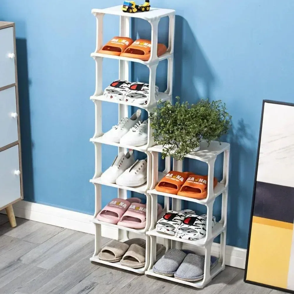 Shoes Rack Removable Shoe Cabinets Simple Multi layer Vertical Shoe Rack Narrow Space Saving Shoe Stand for Door Wall Corner