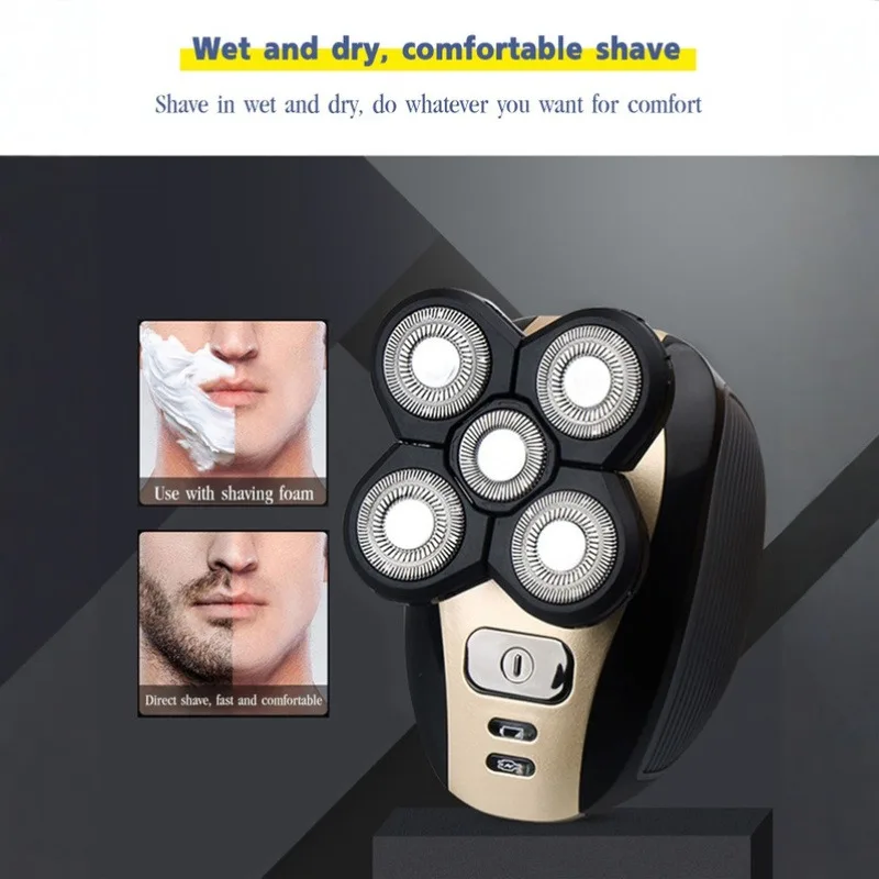 Men's Intelligent Anti Pinch five in one Electric Shaver USB Charging Plug in IPX7 Waterproof Self service Hair Clipper Shaver