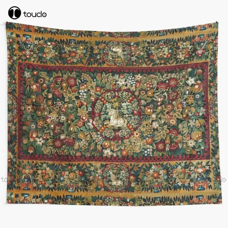 Medieval Unicorn Floral Tapestry Popular Tapestry Wall Hanging For Living Room Bedroom Dorm Room Home Decor