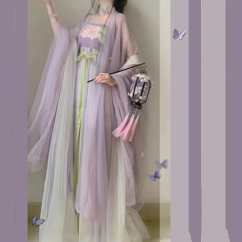 Conjunto de Hanfu tradicional antiguo de China para mujer, traje holgado de manga grande, vestido chino, novedad de 2023