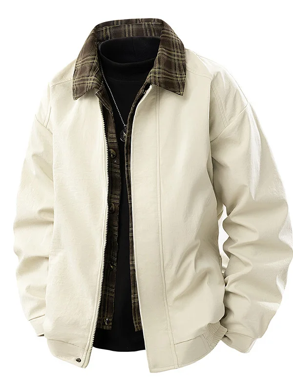 

Men's Casual Loose Fit Water-Resistant Jaet Spring Autumn Two-Piece Look Faionable Casual Collared Outerwear