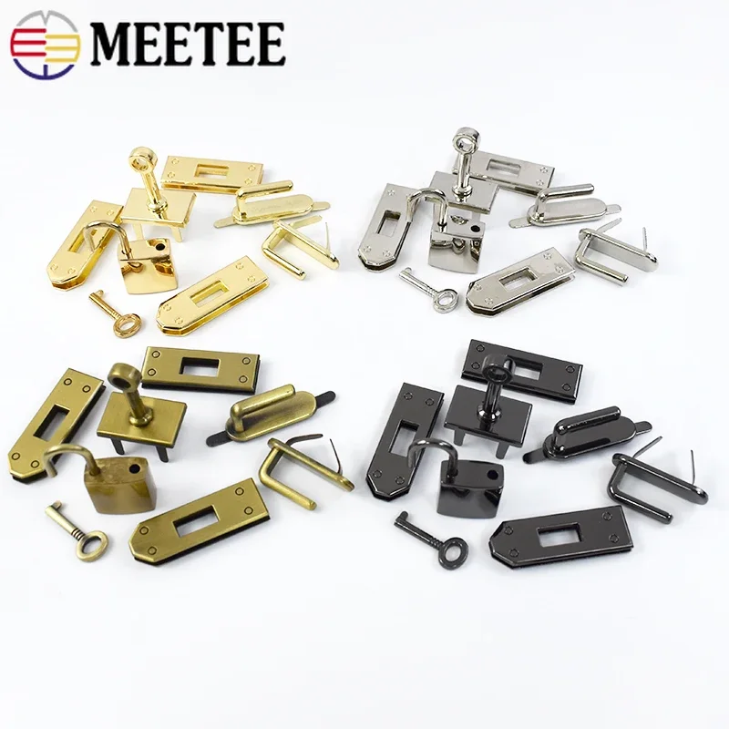 Meetee 1Set(7Pcs)/2Sets 45mm Metal Women\'s Handbag Clasp Lock Buckle Shoes Leather Crafts Eyelets Locks Hardware Accessories