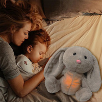 Breathing Bunny Relieve Anxiety Plush Sensory Toy For Adult Kid Simulation Rabbit Doll Soft Electronic Pet with Light Music Gift