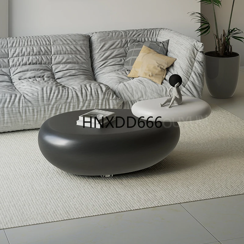 Small apartment living room movable multi-functional pebble coffee table