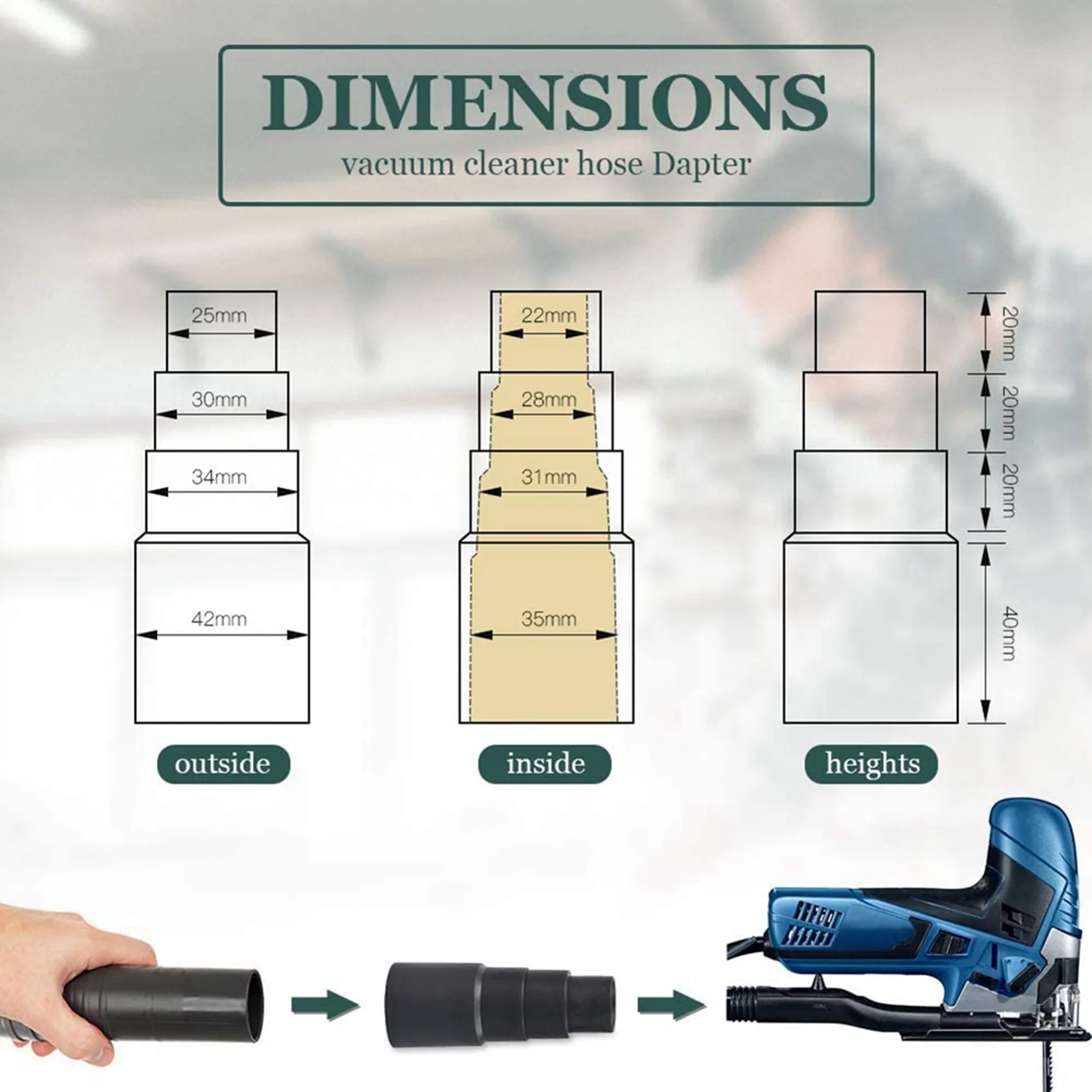 

【ESSENTIALS 】32Pcs Universal Vacuum Cleaner Power Tool Adaptor,Vacuum Hose Adapter Reducer Hose For Dust Extraction Vacuum Clean