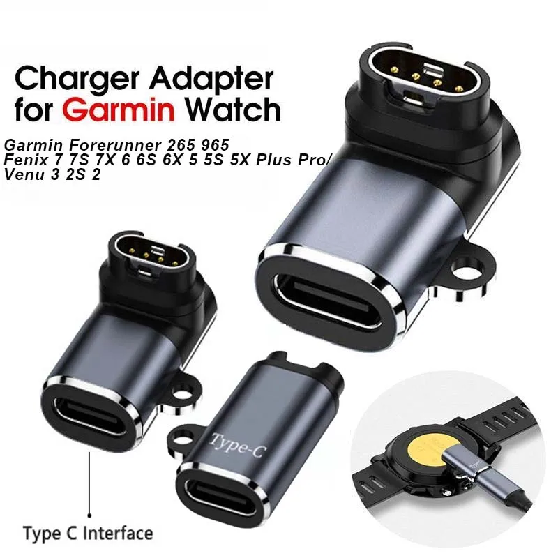 

Type C USB to 4pin Charger Adapter Connector for Garmin Fenix 5X/6X/7X/5/6/7 Venu 2 plus Watch Charging Converter