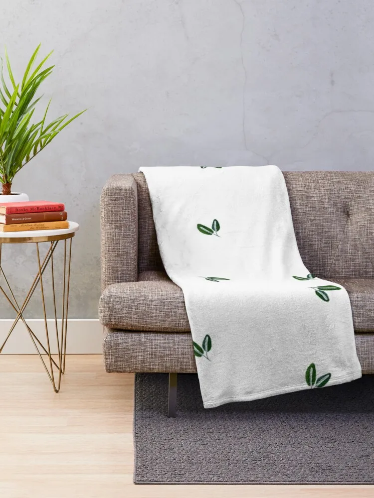 Hand drawn Watercolour Leaves Throw Blanket Soft Plush Plaid Bed Fashionable Blankets