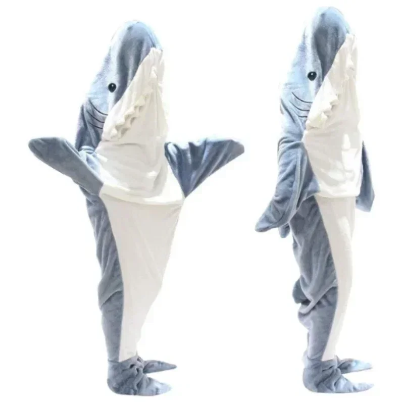 Cartoon Shark Blanket Cover Sleeping Bag Pajamas Office Nap Fabric Mermaid Winter Shawl for Children Adult Homewear Couple Pink