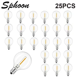 25PCS G40 1W LED String Light Replacement Bulb E12 220V 110V Warm White 2700K LED Lamp Replace For Home Garden Incandescent Bulb