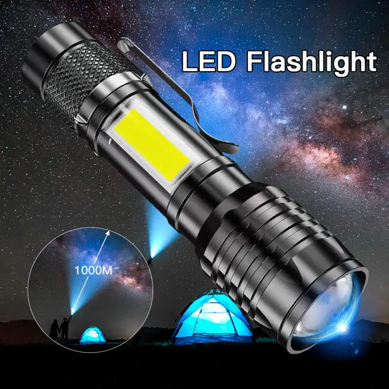 Portable Powerful LED Lamp Flashlight Linterna Tactical Zoom Chargeable Battery Outdoor Camping Tactics Flash Light