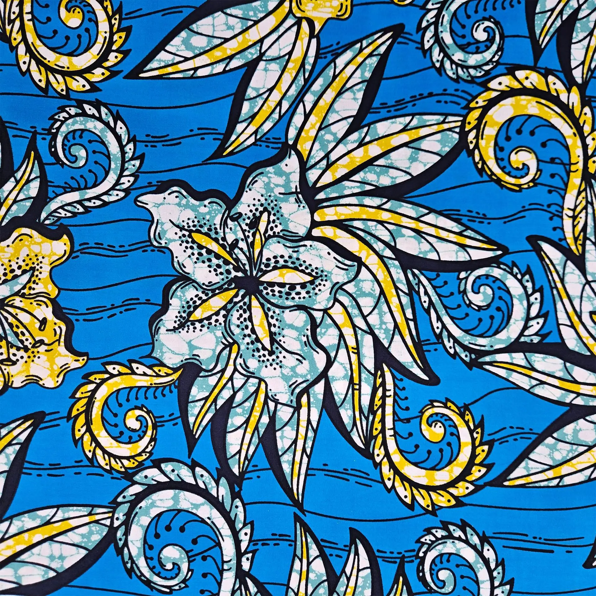 Floral Printed Blue Pink Cotton African Waxed Fabric for Sewing DIY Dress Clothes Cushions Cotton Material R6192 view 4