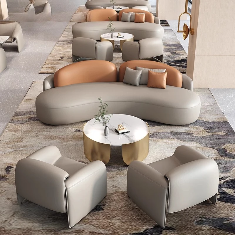 منطقة الاستقبال، ردهة الفندق التجارية، القاعة الكبرى، صالة VIP، منطقة الراحة، مكتب المبيعات المنحني، أريكة التفاوض، الأثاث التجاري #3