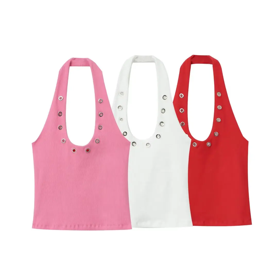

UNIZERA women's fashionable and versatile top slim fit and slimming hanging neck tank top summer new top