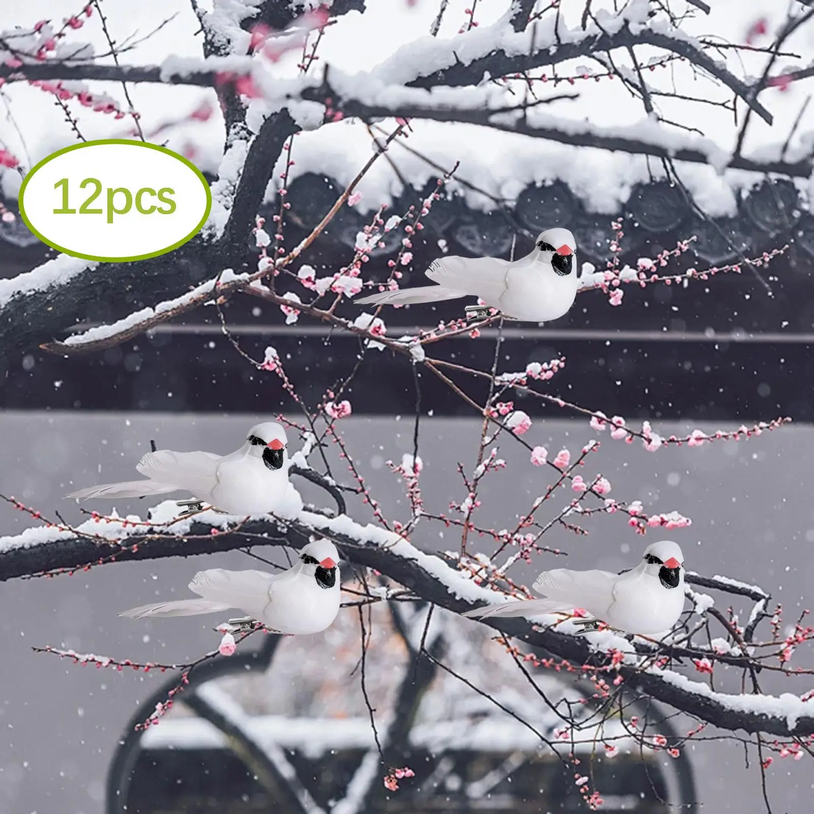 

12Pcs Artificial Birds with Clip Foam Artificial Feather Simulation Bird Models, Fake Birds Ornaments for Wreaths Home Garden