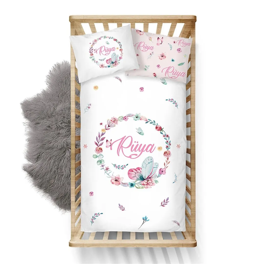 Cá Tính Cho Bé Bộ Chăn Ga Gối Cotton Mềm Mại Cũi Tự Làm Gối 3-Pcs