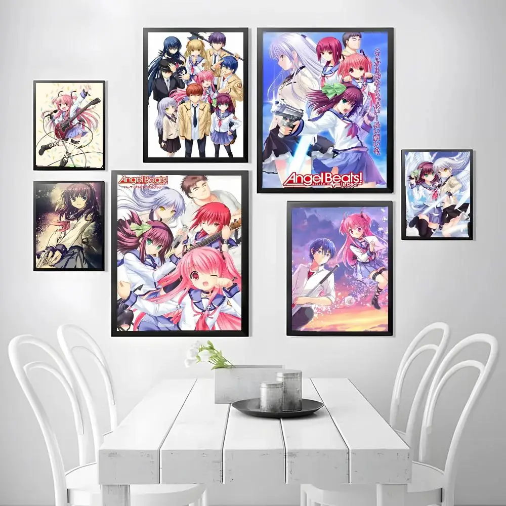 A-Angel Beats Emotional_Anime Poster Stickers, suitable for game rooms, bedrooms, corridors, home wall art decor, gifts