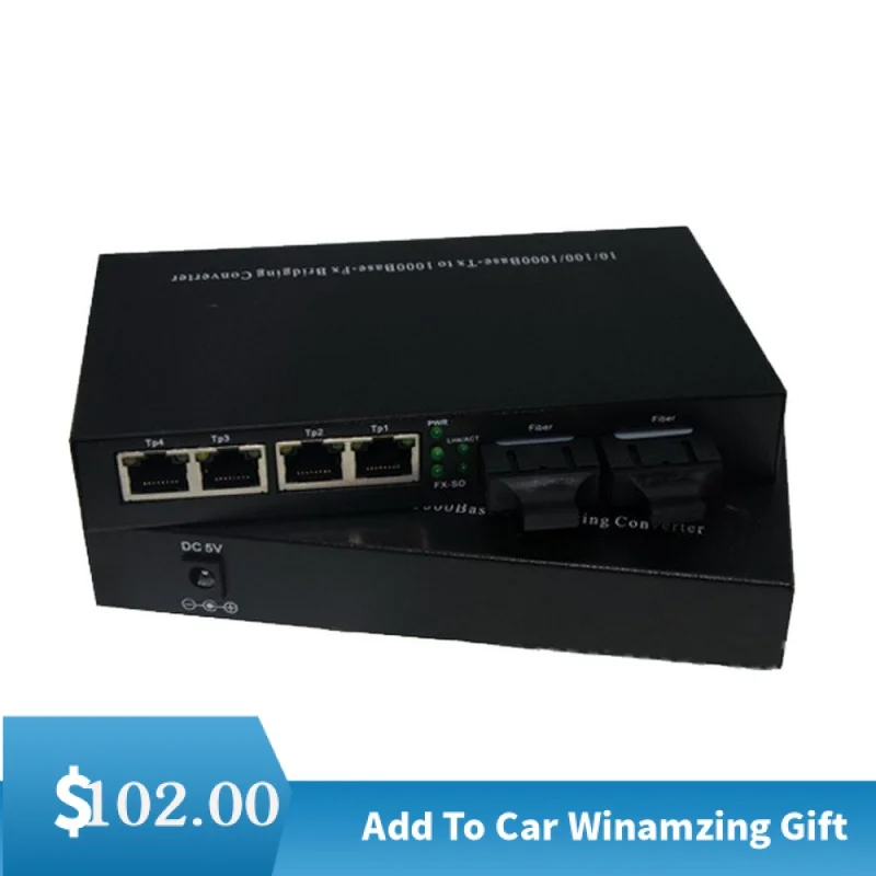 Gigabit Ethernet Switch 10/100/1000Base-T to 1000Base-X with 2 SC Ports + 4 RJ45 Ports, Multimode 550m/Single Mode 20km, SC