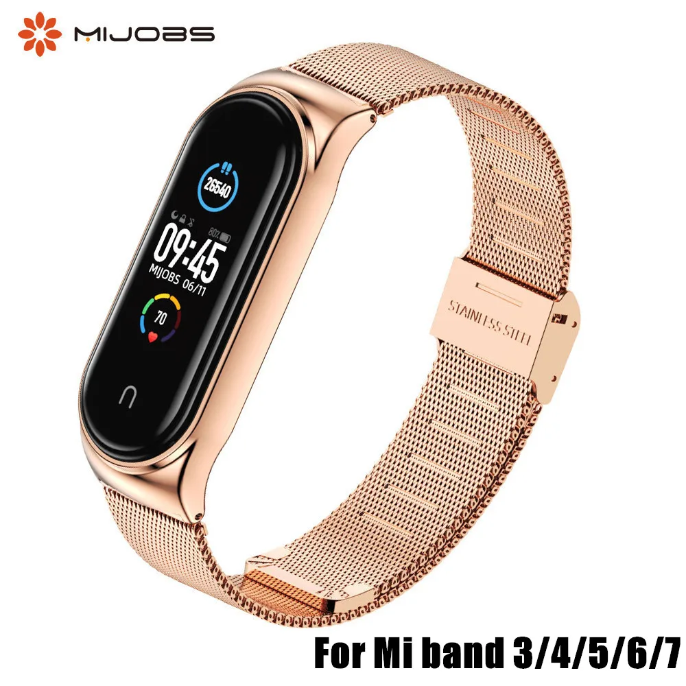 Strap for Mi Band 5 6 7 Metal Milanese Bracelet On Mi Band 7 Wristband Stainless Steel Mi Band 3 Strap For Xiaomi Miband 5 4 3