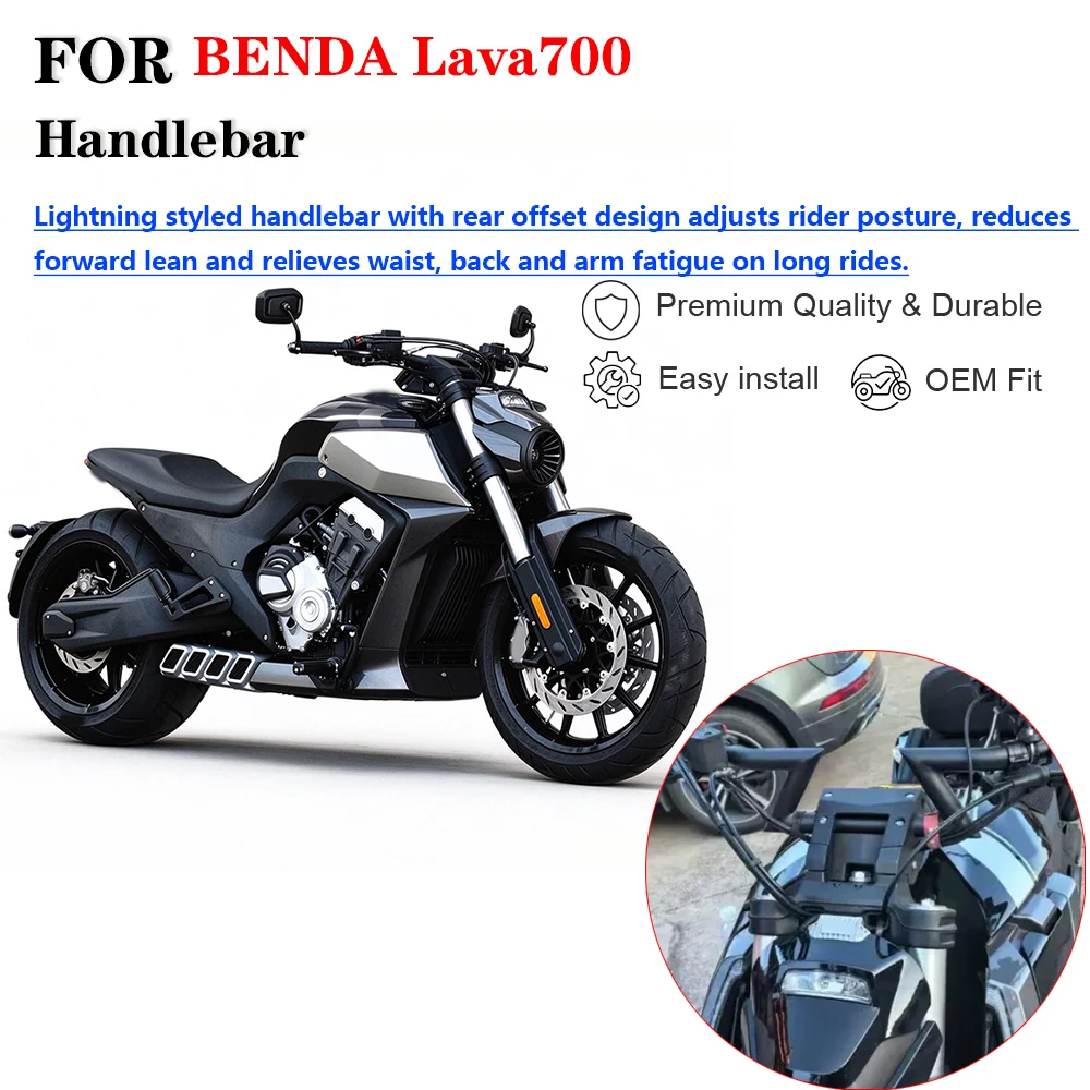 Motorcycle Modified 10CM Rearward Offset Handlebar Steering Bar Accessories For BENDA Lava700 Cruiser