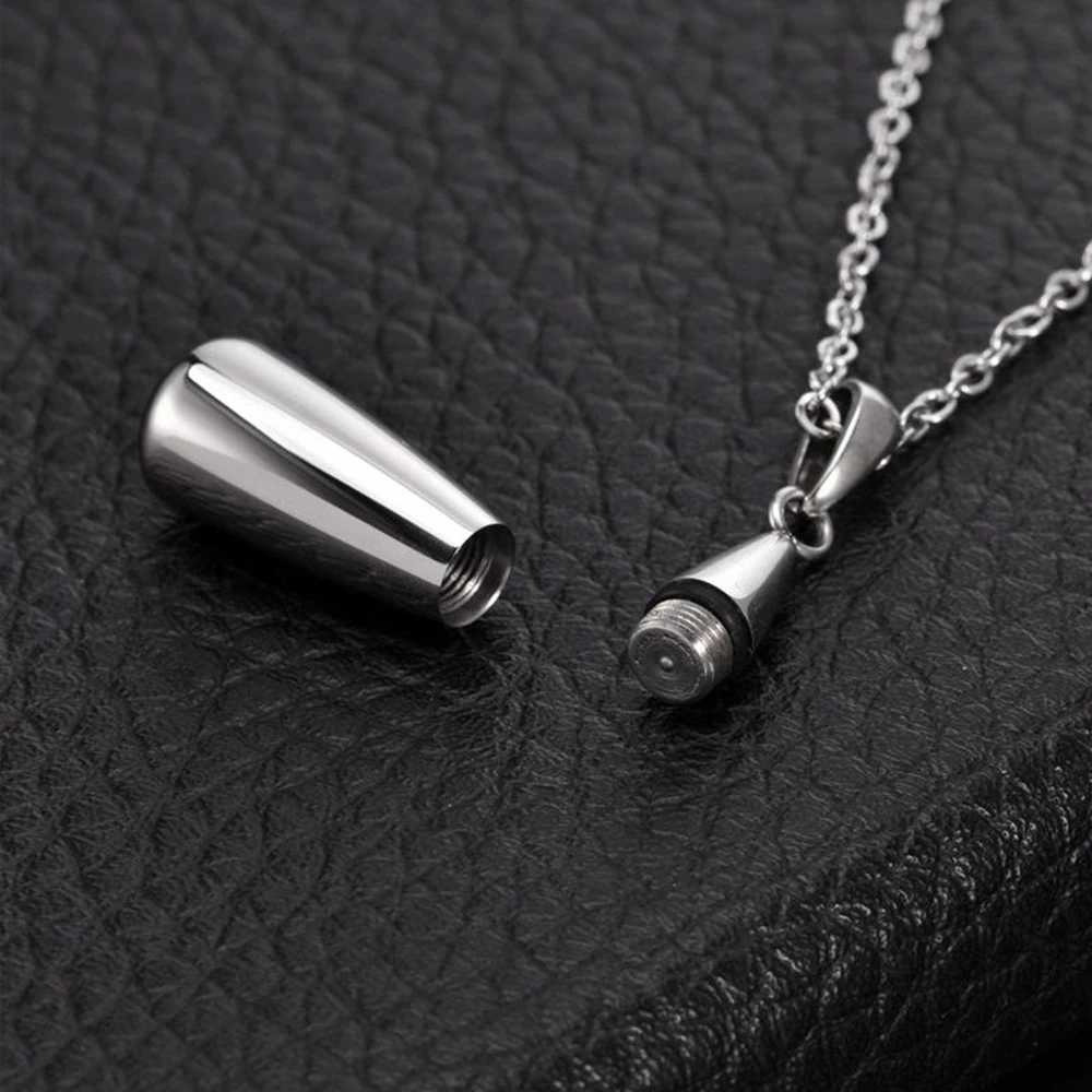 Urnen-Halskette für Asche, für Damen und Herren, tropfenförmiger Gedenk-Anhänger, Ascheschmuck – Detail 4