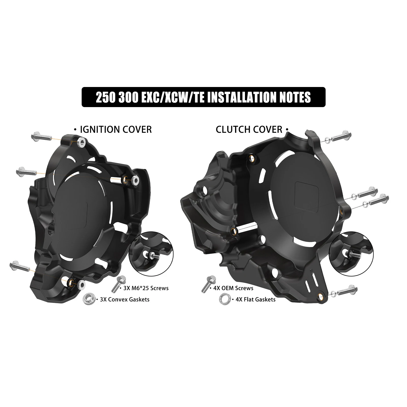 For KTM 2024 EXC 300 EXC 250 XCW 300 XCW 250 Engine Clutch Cover Ignition Guard Protector For Husqvarna TE 300 TE 250 2024